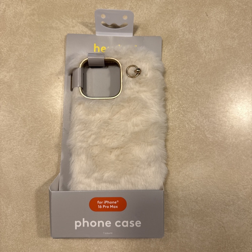 Heyday Faux Fur Phone Case for iPhone 16 Pro Max, Soft Plush Cover, Cream Color